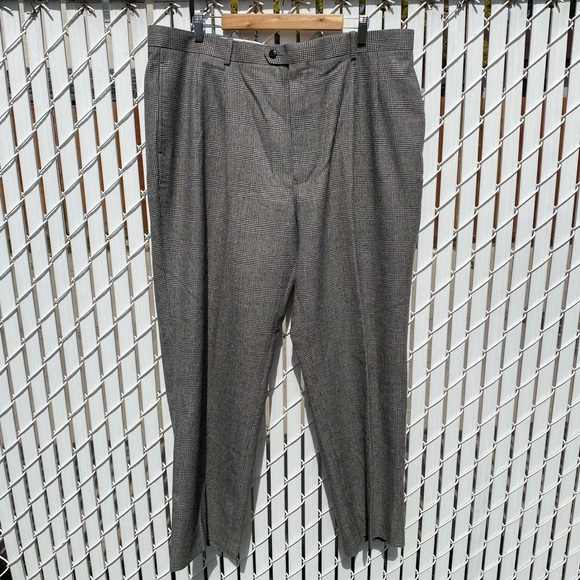 Men’s Plaid Wool Cashmere Blend Dress Pants - Picture 1 of 6